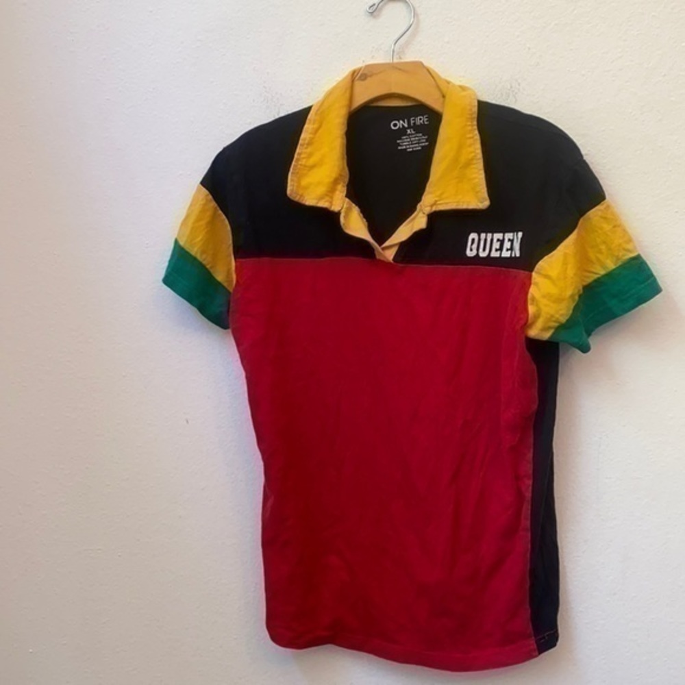 ON FIRE QUEEN SHORT SLEEVE POLO SHIRT SIZE XL